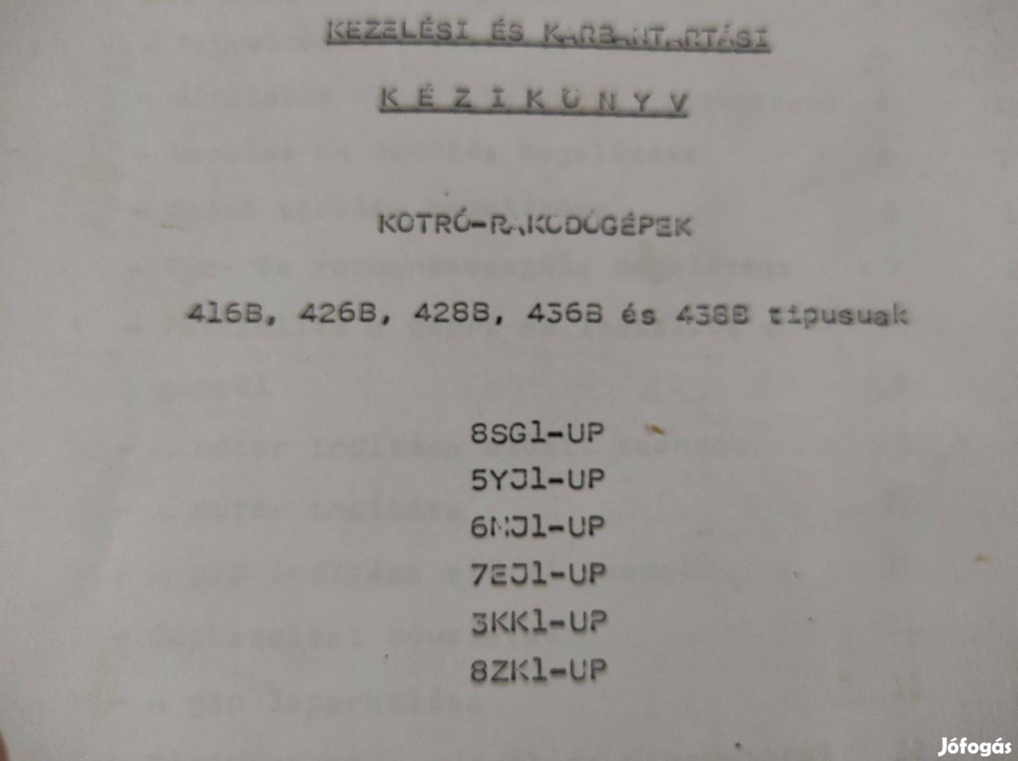 Caterpiller 416 B, 426 B, 428 B, 436 B, 438 B kezelési karbantartási