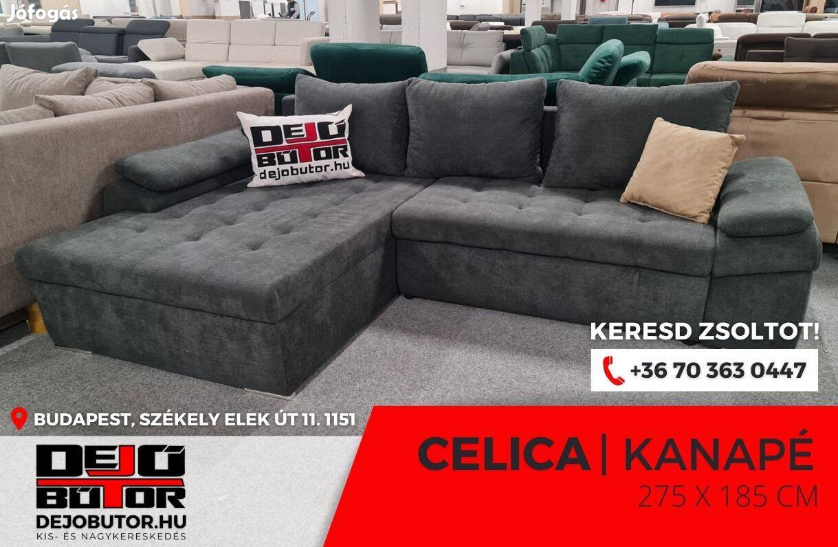 Celica I. sarok rugós kanapé ülőgarnitúra 275x185cm fekete