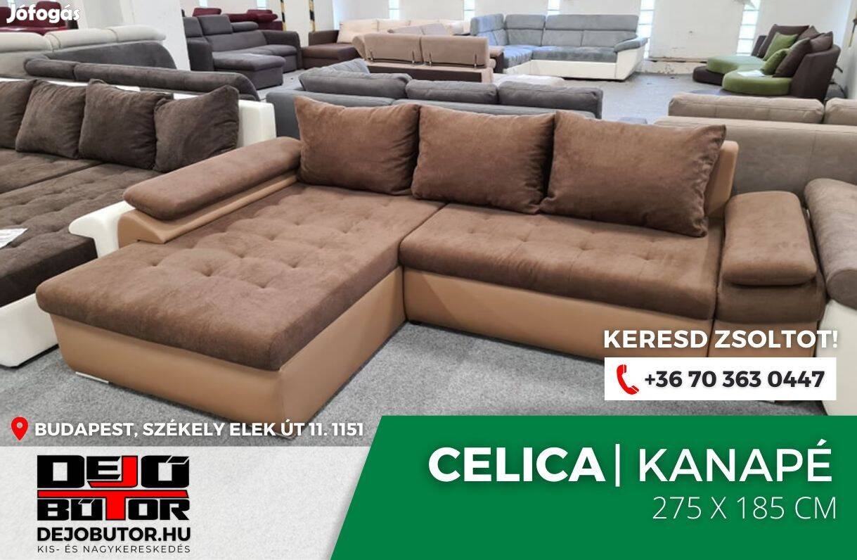 Celica boss 3 barna kanapé sarok ülőgarnitúra 275x185 cm ágyazható