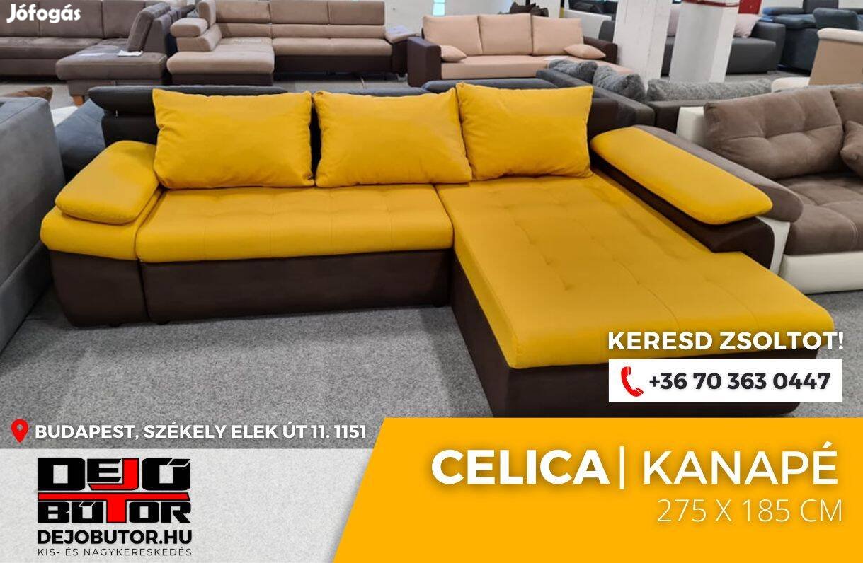 Celica boss sárga kanapé ülőgarnitúra 275x185 cm ágyazható sarok