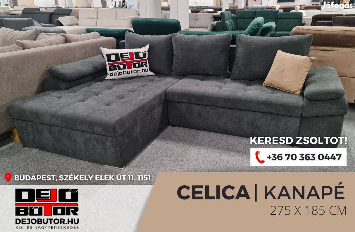 Celica gray sarok prémium kanapé ülőgarnitúra 275x185 cm ágyazható