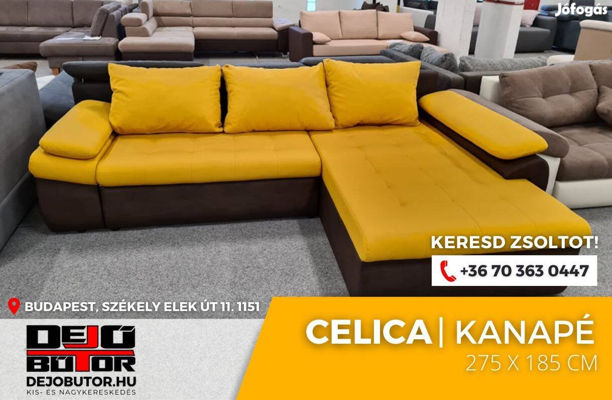 Celica párnás modell kanapé ülőgarnitúra 275x185 cm sárga sarok