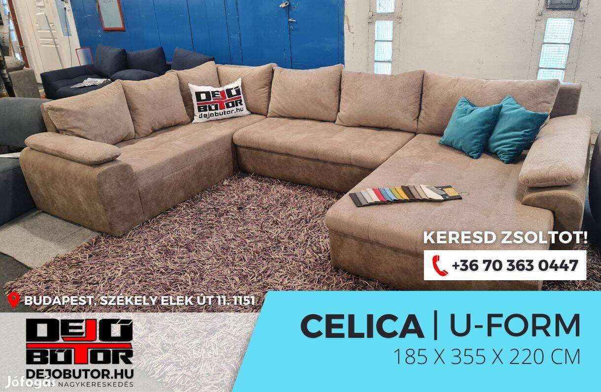 Celica sarok kanapé szivacsos ülőgarnitúra 185x355x220 cm ualak drapp