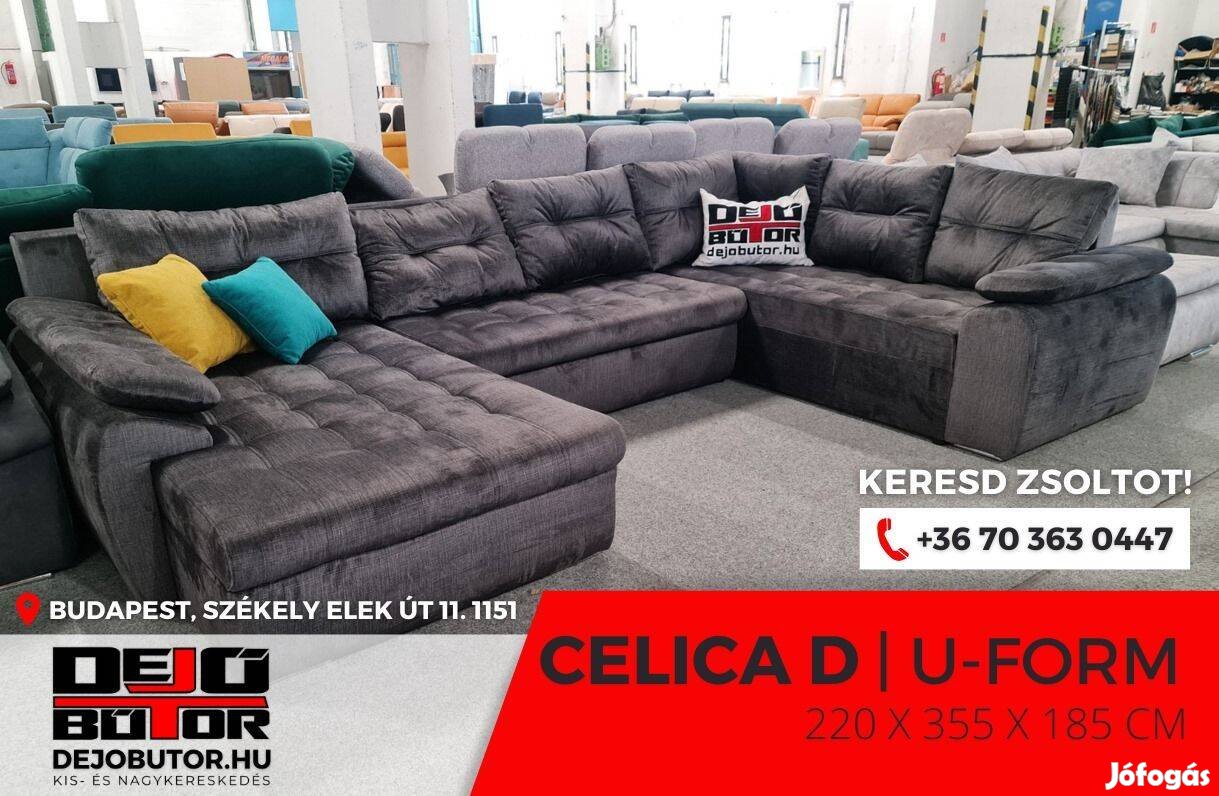 Celica sarok kanapé szivacsos ülőgarnitúra 185x355x220 cm ualak grafit