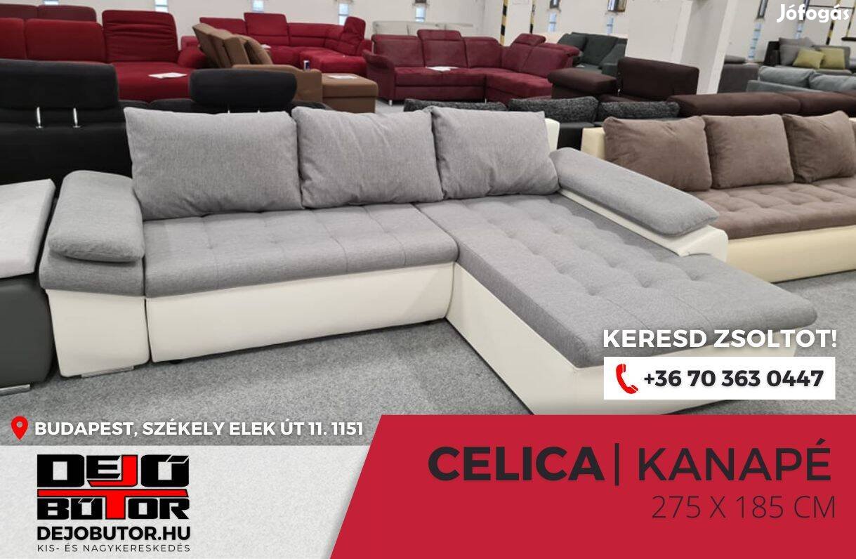 Celica sarok prémium kanapé ülőgarnitúra 275x185 cm szivacsos szürke