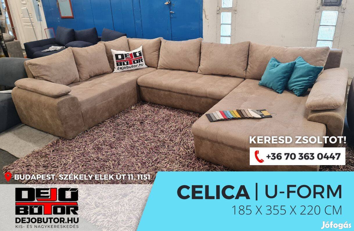 Celica szivacsos ualak kanapé kapucsínó ülőgarnitúra 185x355x220 cm