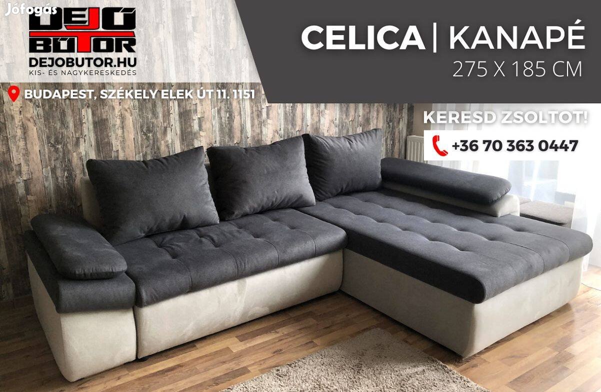 Celica szürke sarok kanapé ülőgarnitúra 185x275 cm ágyazható
