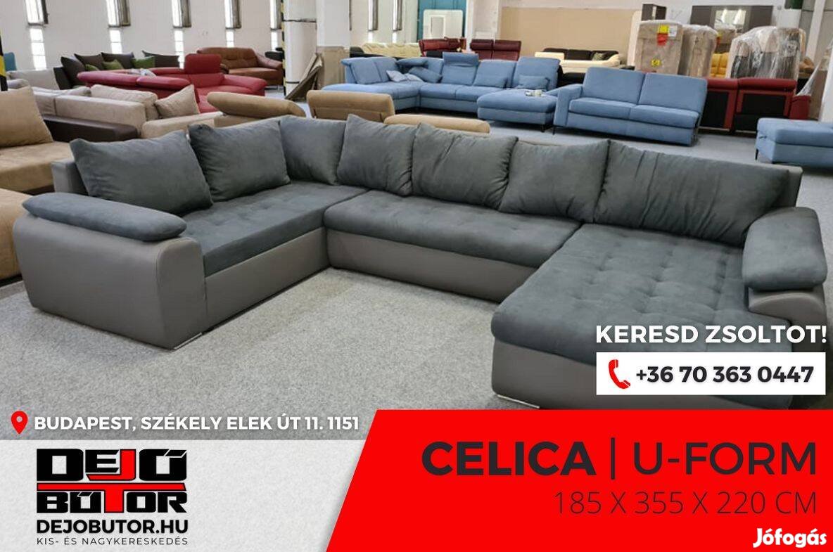 Celica ualak kanapé ülőgarnitúra 185x355x220 cm ágyazható bútor gray