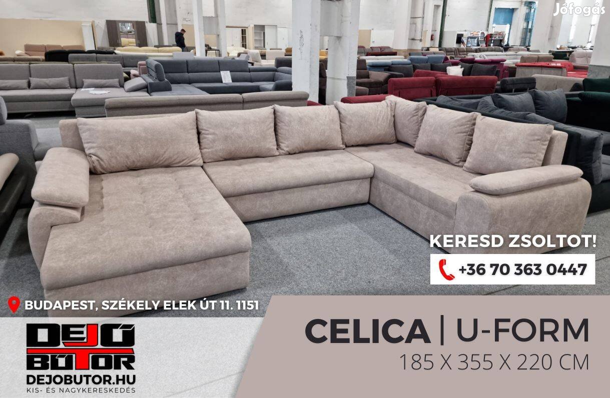 Celica ualak kanapé ülőgarnitúra 185x355x220 cm ágyazható drapp
