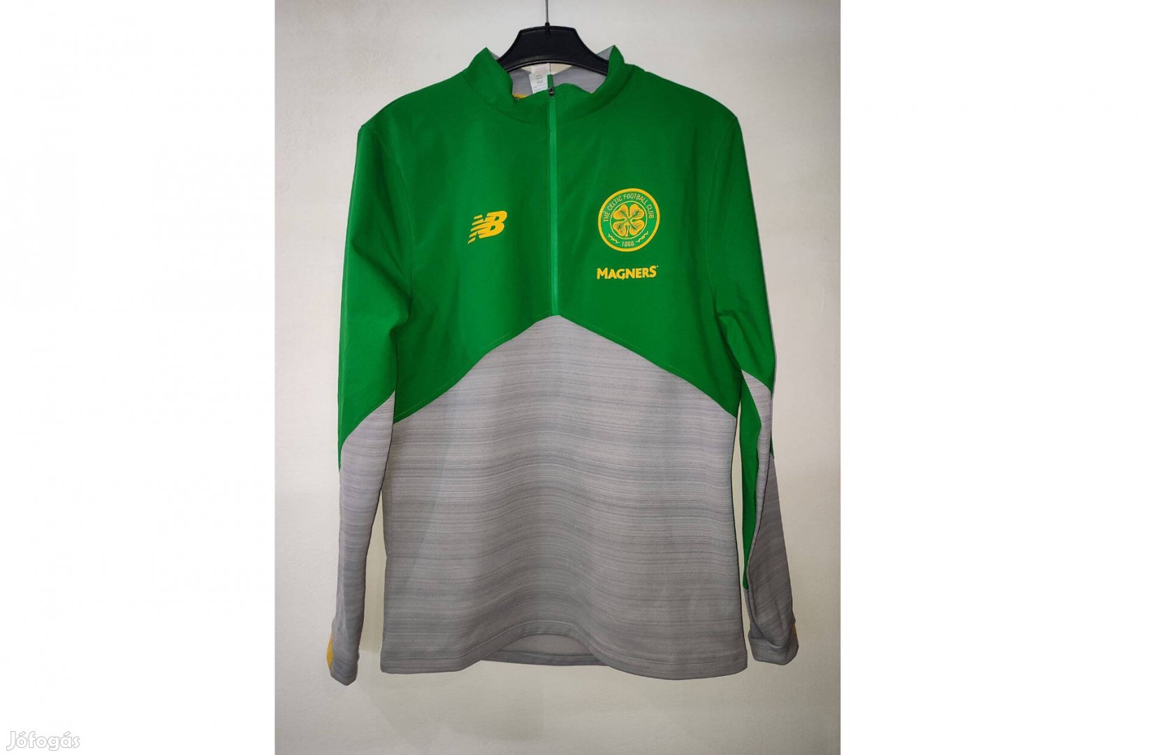 Celtic zöld szürke eredeti New Balance cipzáras nyakú felső (M)