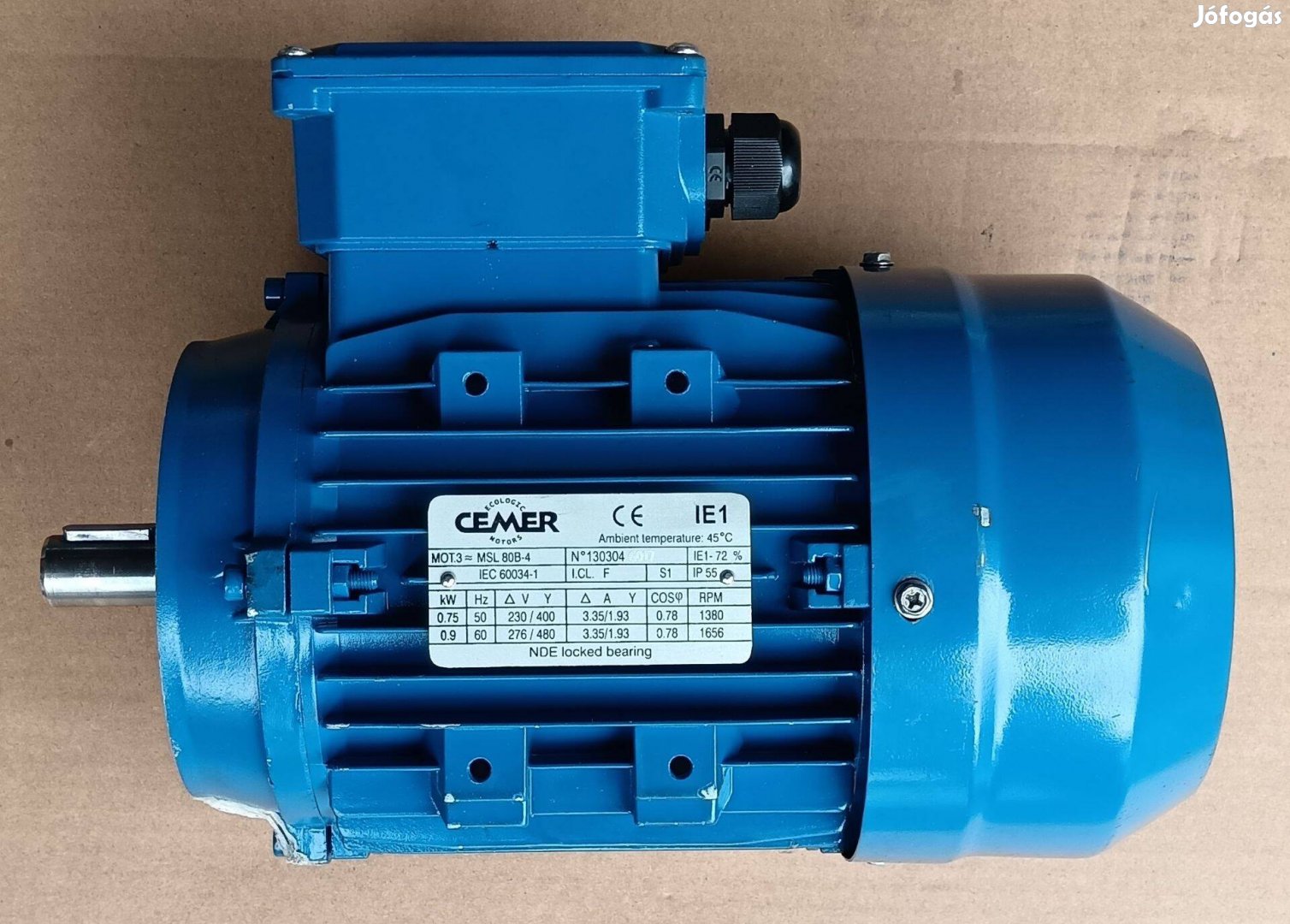 Cemer 0.75kW villanymotor, 1380/perc, B14 kisperemes motor