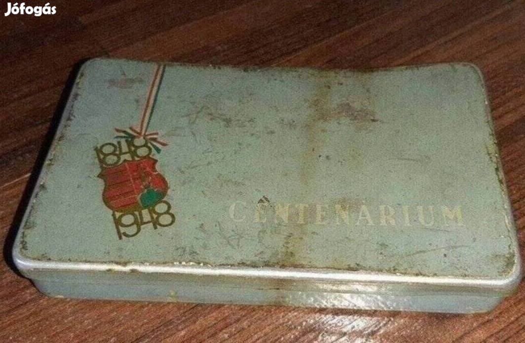 Centenárium cigarettás fém dobozka