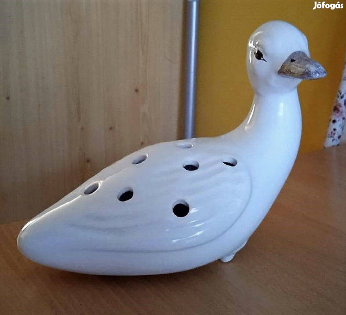 Charolles vintázs, mázas francia kerámia kacsa ikebana,