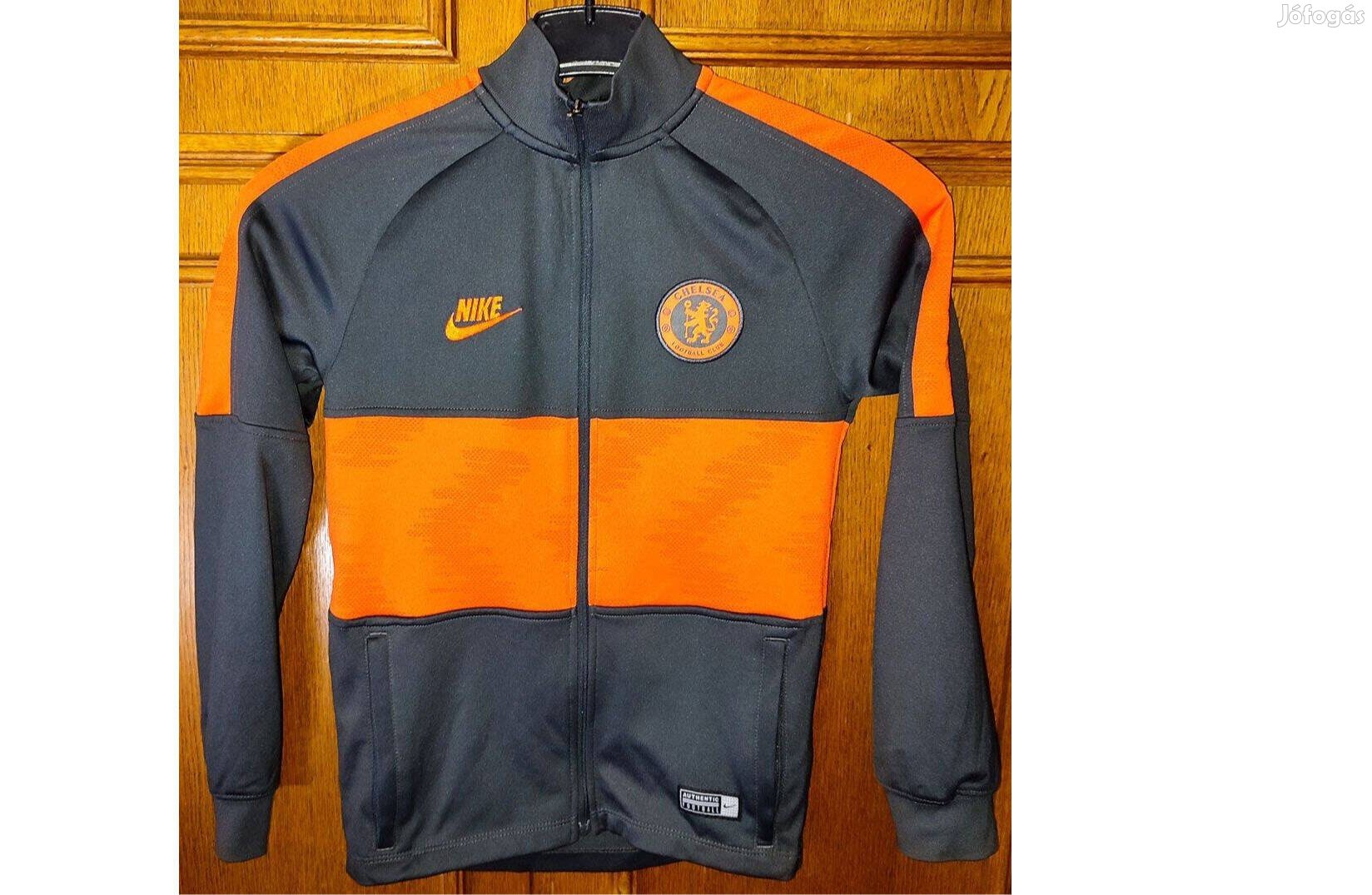 Chelsea szürke narancs eredeti Nike gyerek cipzáras pulóver (128-137)