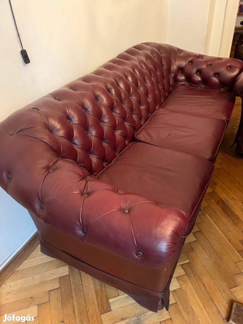 Chesterfield antik bőr kanapé