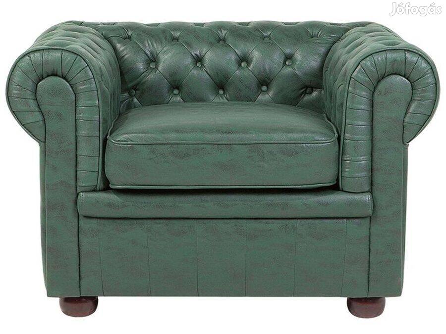 Chesterfield műbőr fotel (zöld) 1904