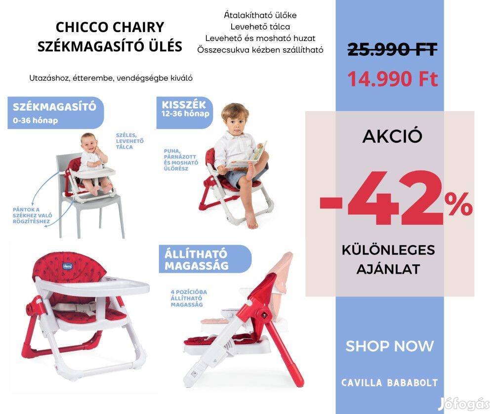 Chicco Chairy etetőszék, székmagasító 6-36 hó, Ladybug, gd