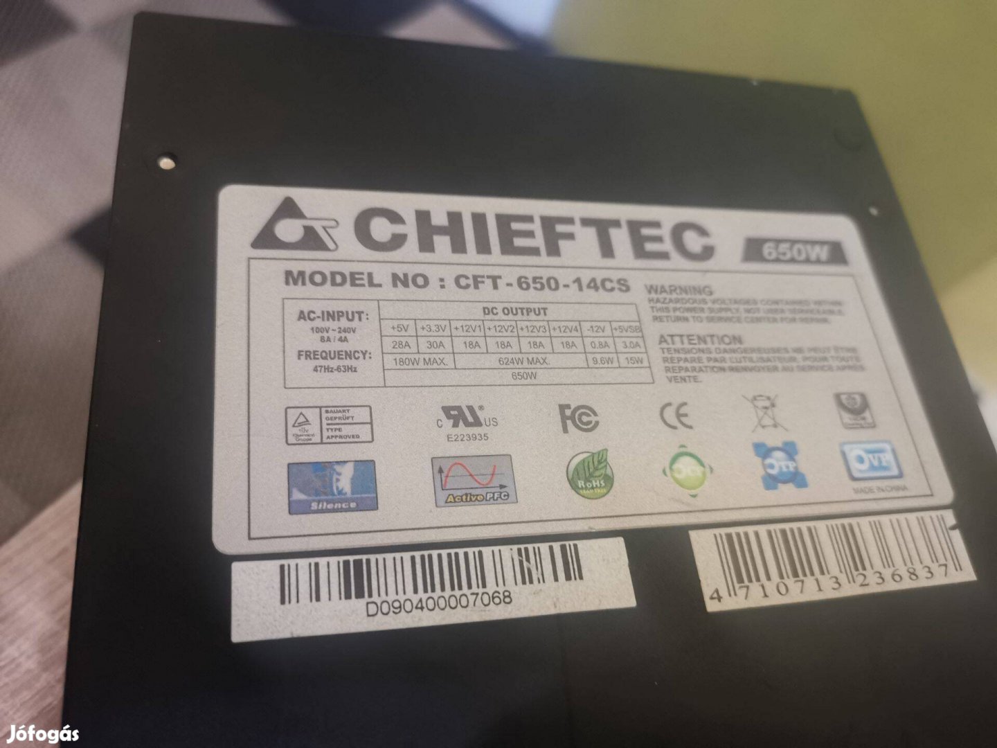 Chieftec 650W, 80+, Silver moduláris gaming tápegység !!