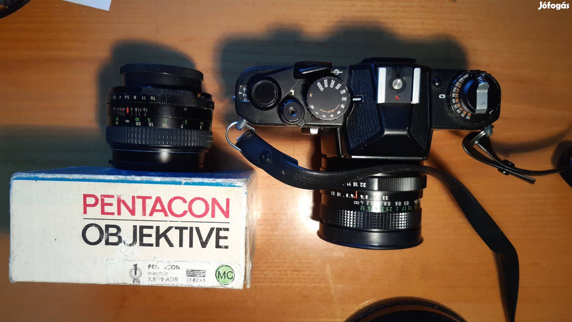 Chinon CM-3 SLR Analóg fényképezőgép, 2 db objektívvel, vakúval, táska