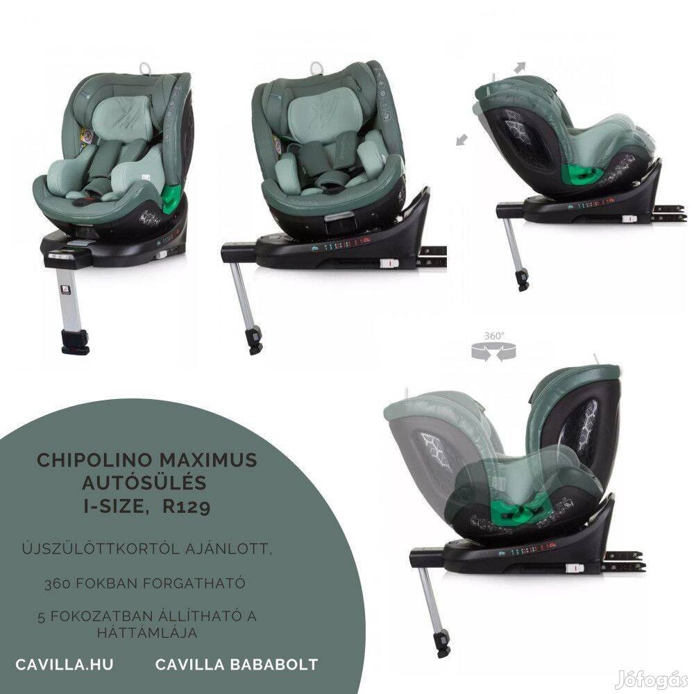 Chipolino Maximus autósülés I-Size 40-150cm -pastel green, gt