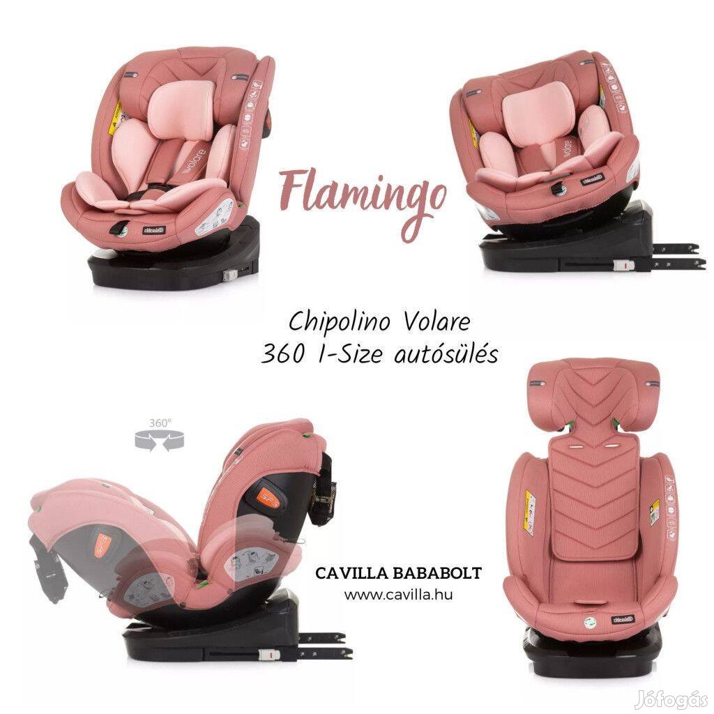 Chipolino Volare 360 I-Size autósülés 40-150 cm - Flamingo