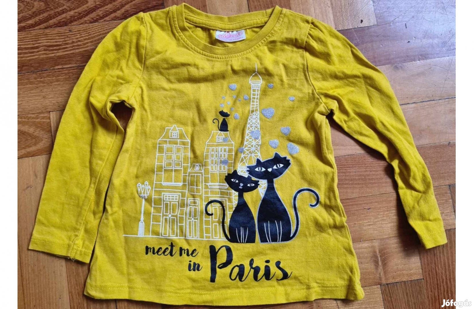 Cica és Párizs Socute mustársárga vékony pulcsi 92-es