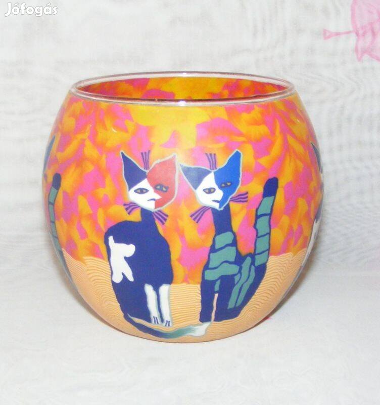 Cicás üveg mécsestartó