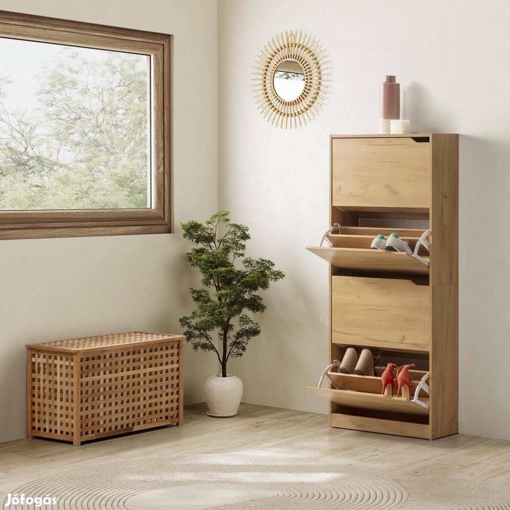 Cipősszekrény 63x24x150cm barna FUR1347-1