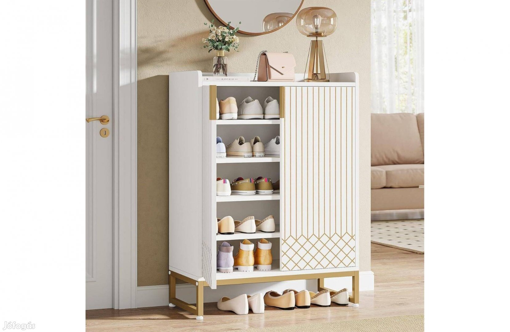 Cipősszekrény,Tribesigns fehér 5 polcos MDF, 7535105 cm,Új