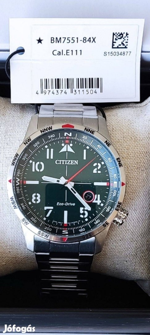 Citizen ECO Drive Aviator Style British Racing Green Szamlappal