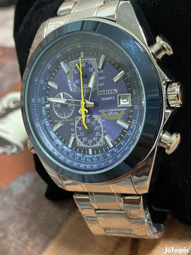 Citizen Word Blu Chronograph Quartz Ora új 