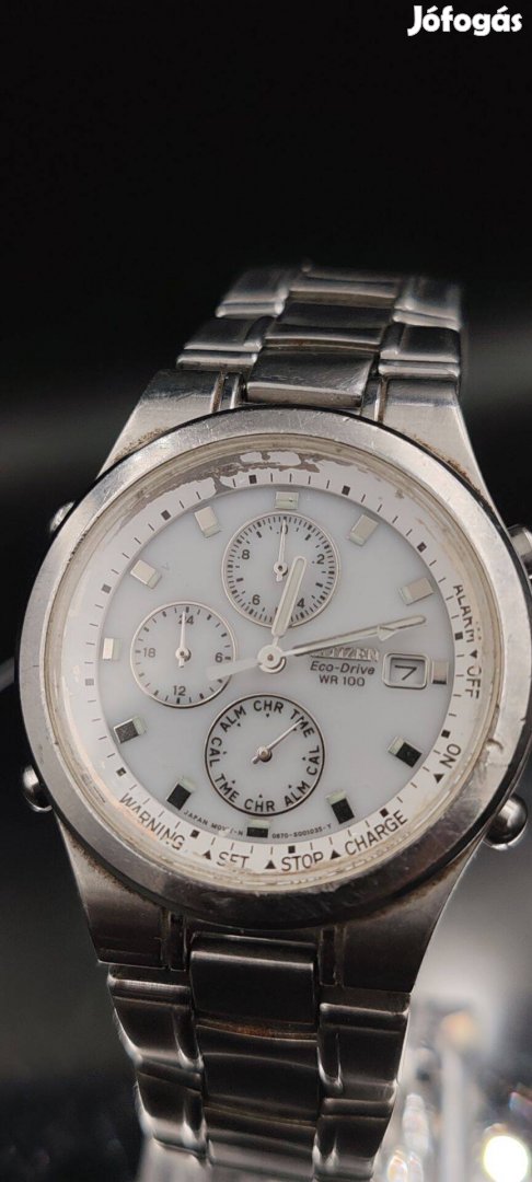 Citizen eco drive fehér számlap hosszú fém szíj