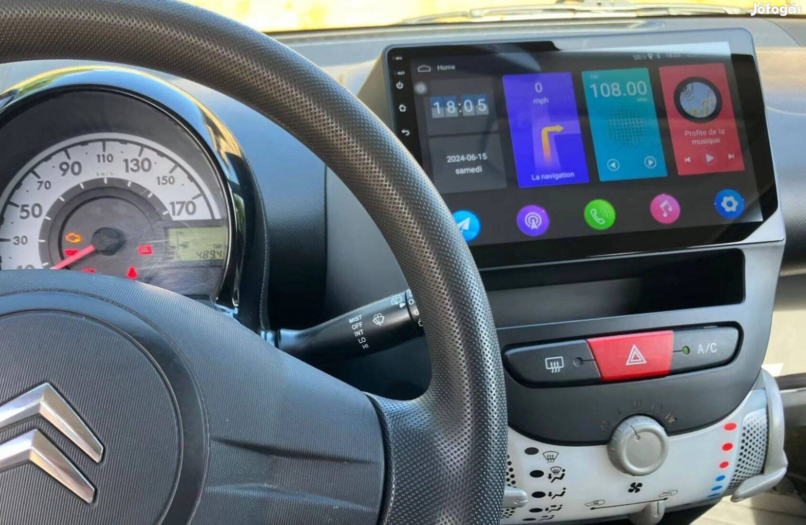 Citroen C1 Android 2Din Rádió Multimédia Kijelző Navigáció Carplay GPS