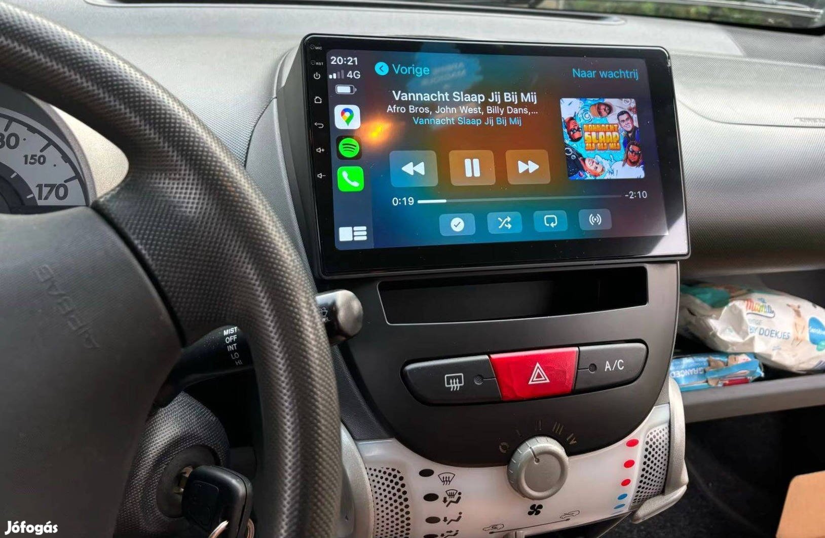 Citroen C1 Android Rádió Multimédia Kijelző Navigáció Carplay Hifi GPS