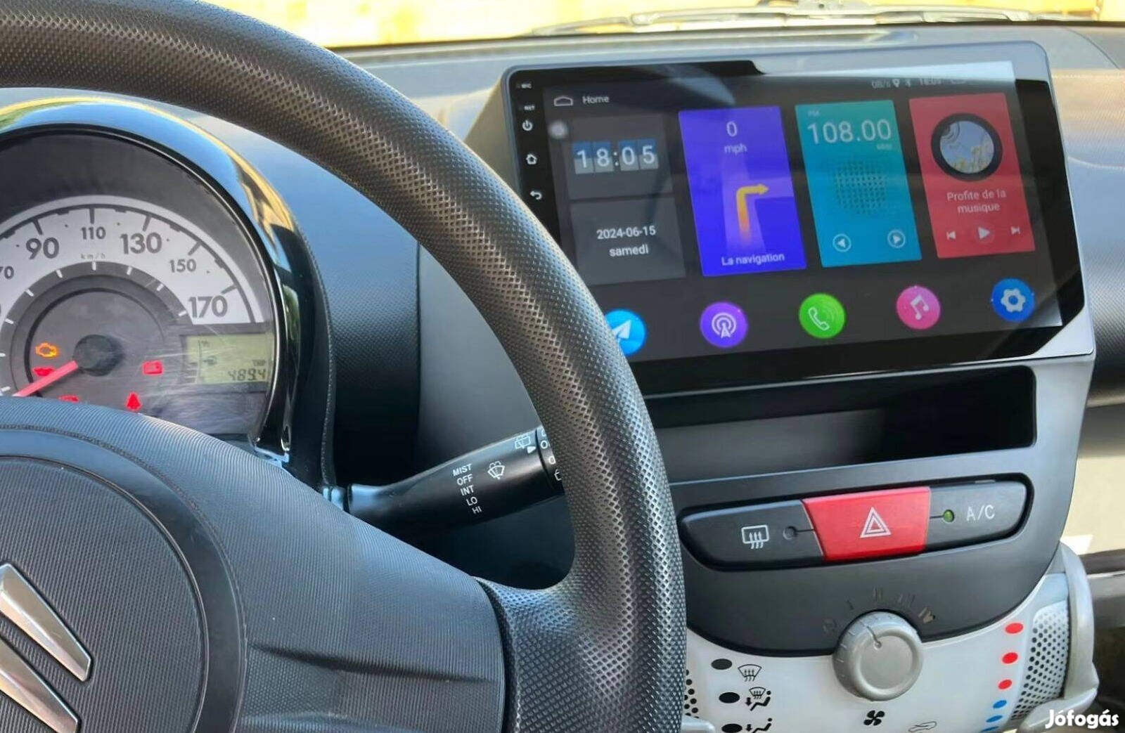 Citroen C1 Android Rádió Multimédia Kijelző Navigáció Carplay Hifi GPS