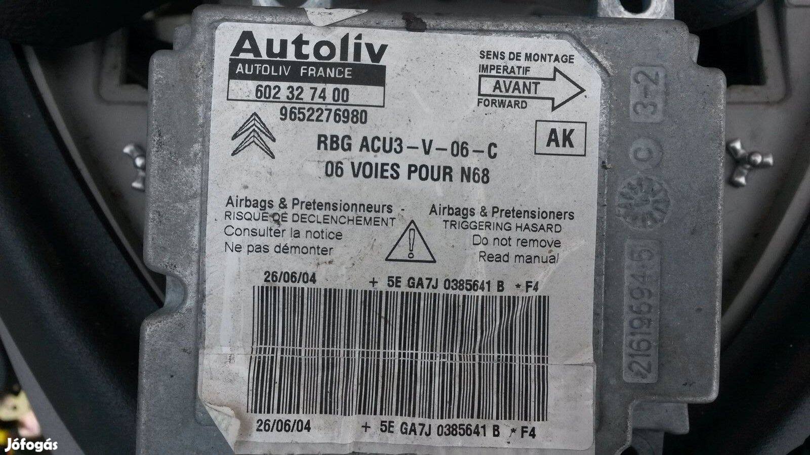 Citroen, Peugeot légzsákindító, légzsák indító 602327400 AK 9652276980
