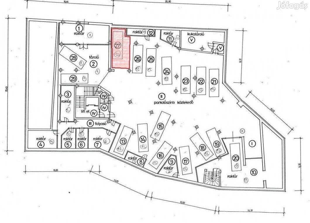 Citrom utcai üzletház aljában 1 hely eladó teremgarázsban