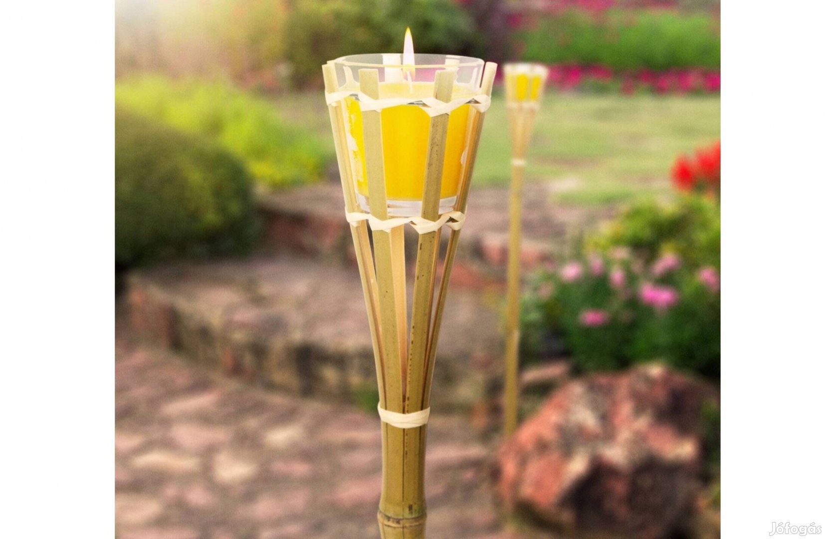 Citronella illatgyertya + fáklya - bambusz - 75x6,5 cm szúnyogriasztó