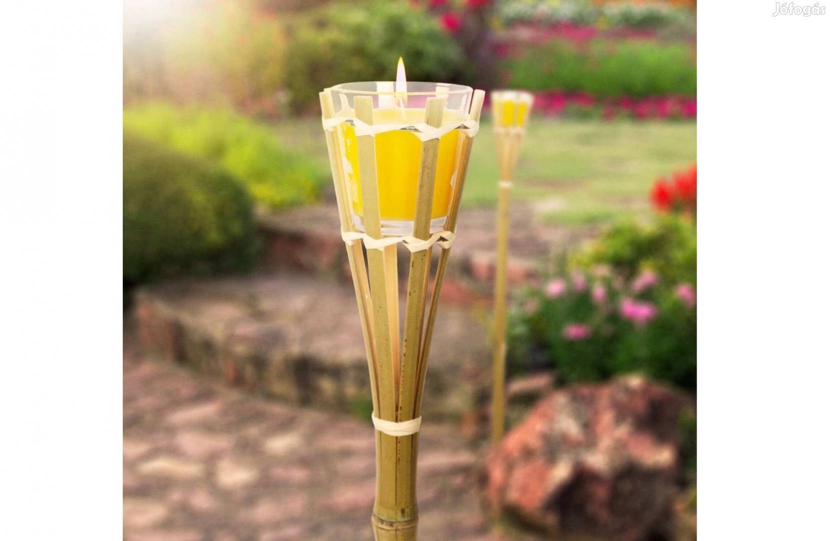Citronella illatgyertya + fáklya - bambusz - 75x6,5 cm szúnyogriasztó
