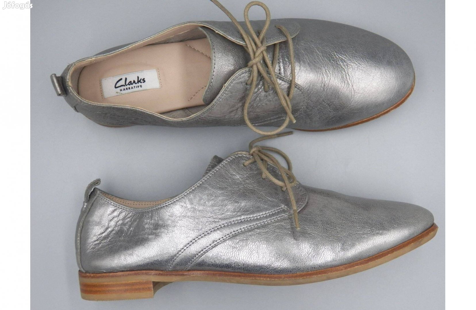 Clarks ezüst bőr félcipő, 40,5 / 41