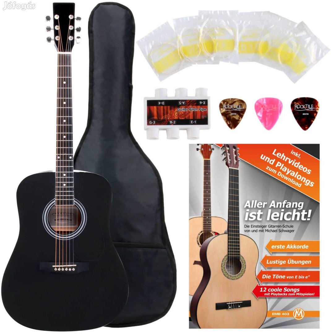 Classic Cantabile Akusztikus Gitár Kezdő KÉSZLET tartalmazza az 5
