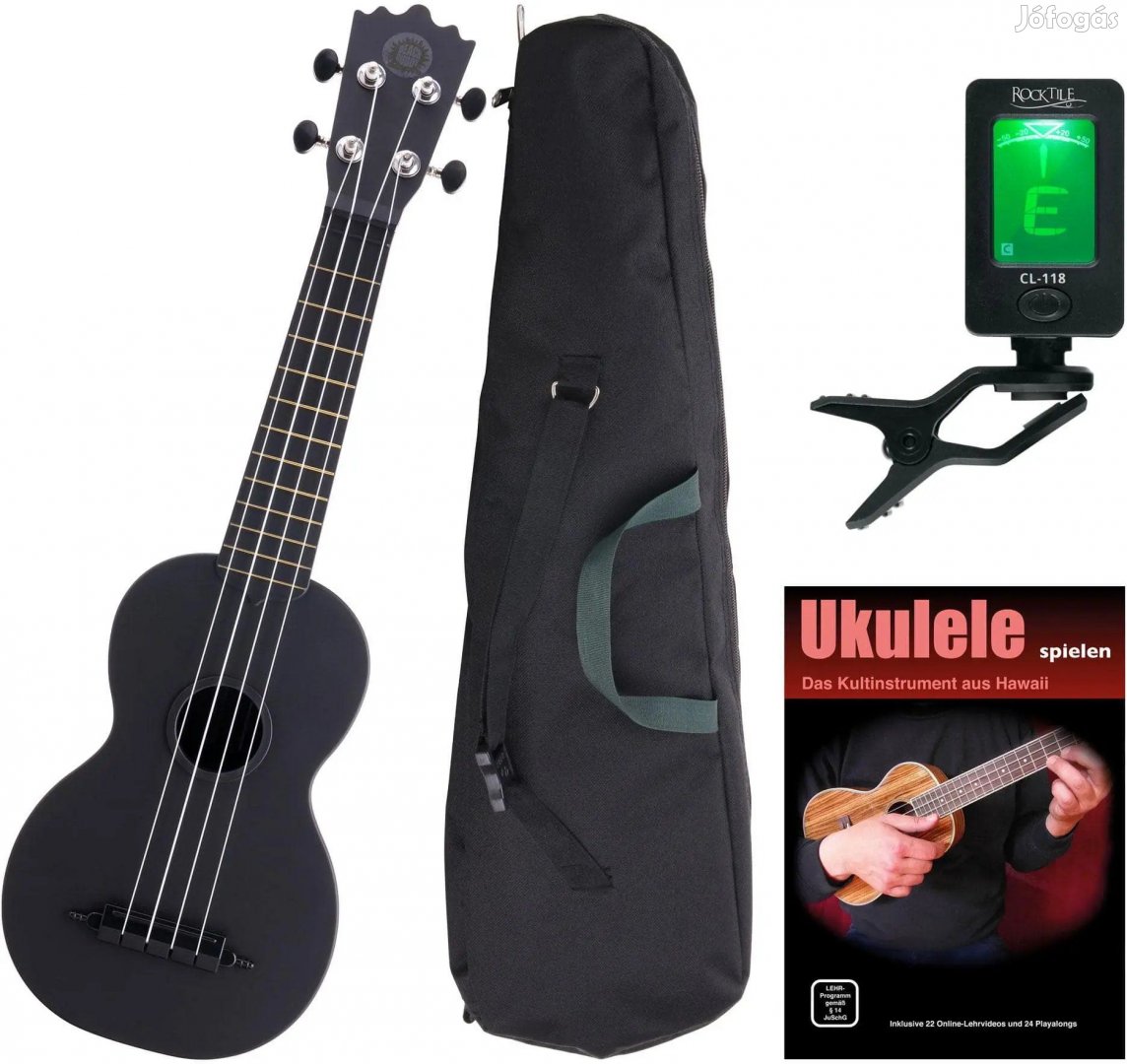 Classic Cantabile BeachBuddy Blackbird Ukulele, KÉSZLET hangolóval