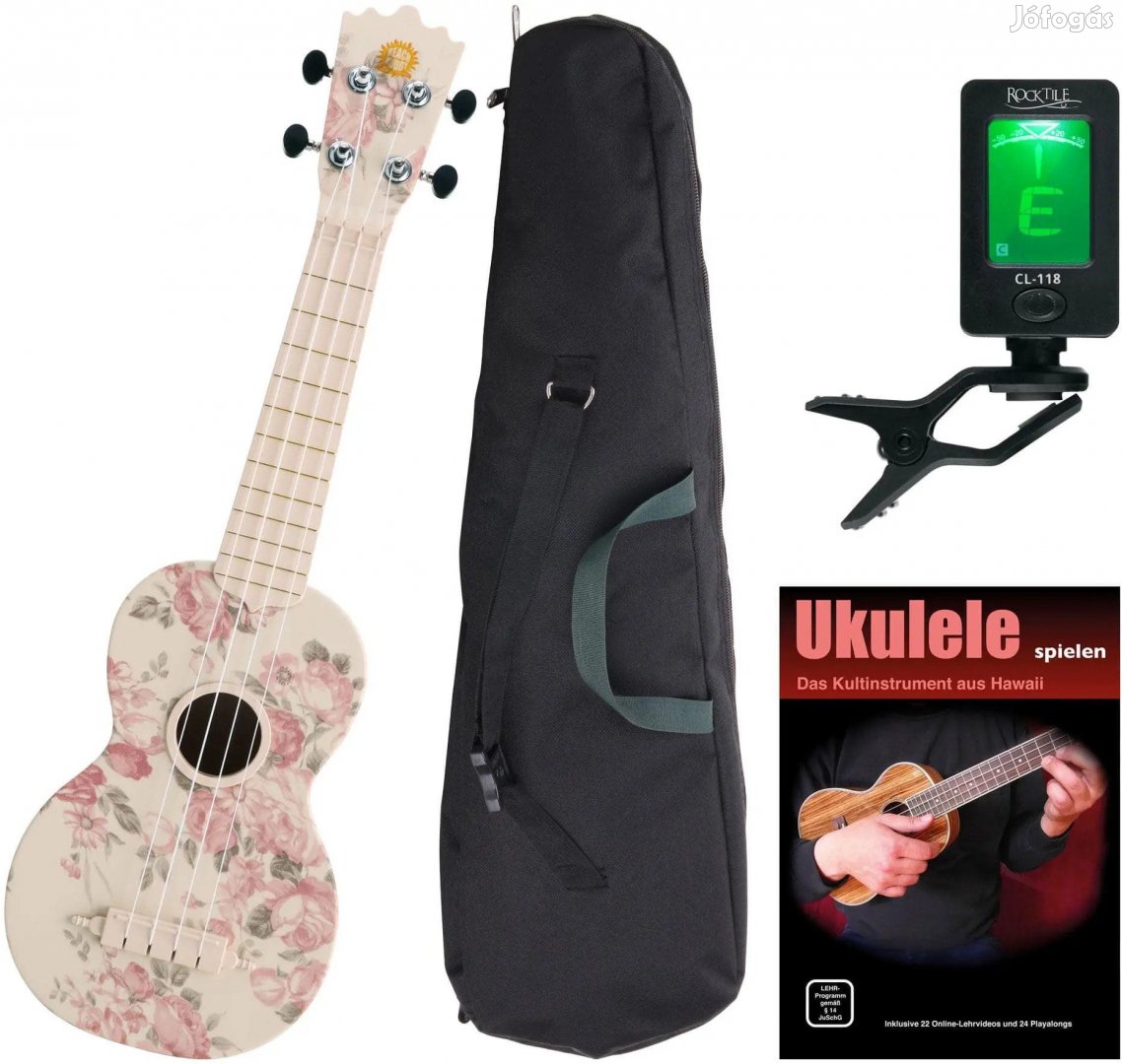 Classic Cantabile BeachBuddy Desert Rose Ukulele, KÉSZLET hangolóval