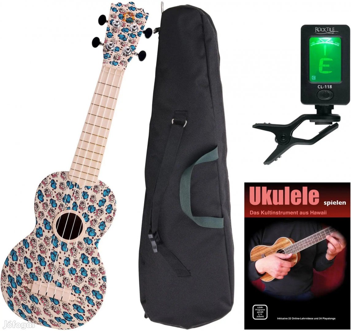 Classic Cantabile BeachBuddy Sunny Zoo Ukulele, KÉSZLET hangolóval