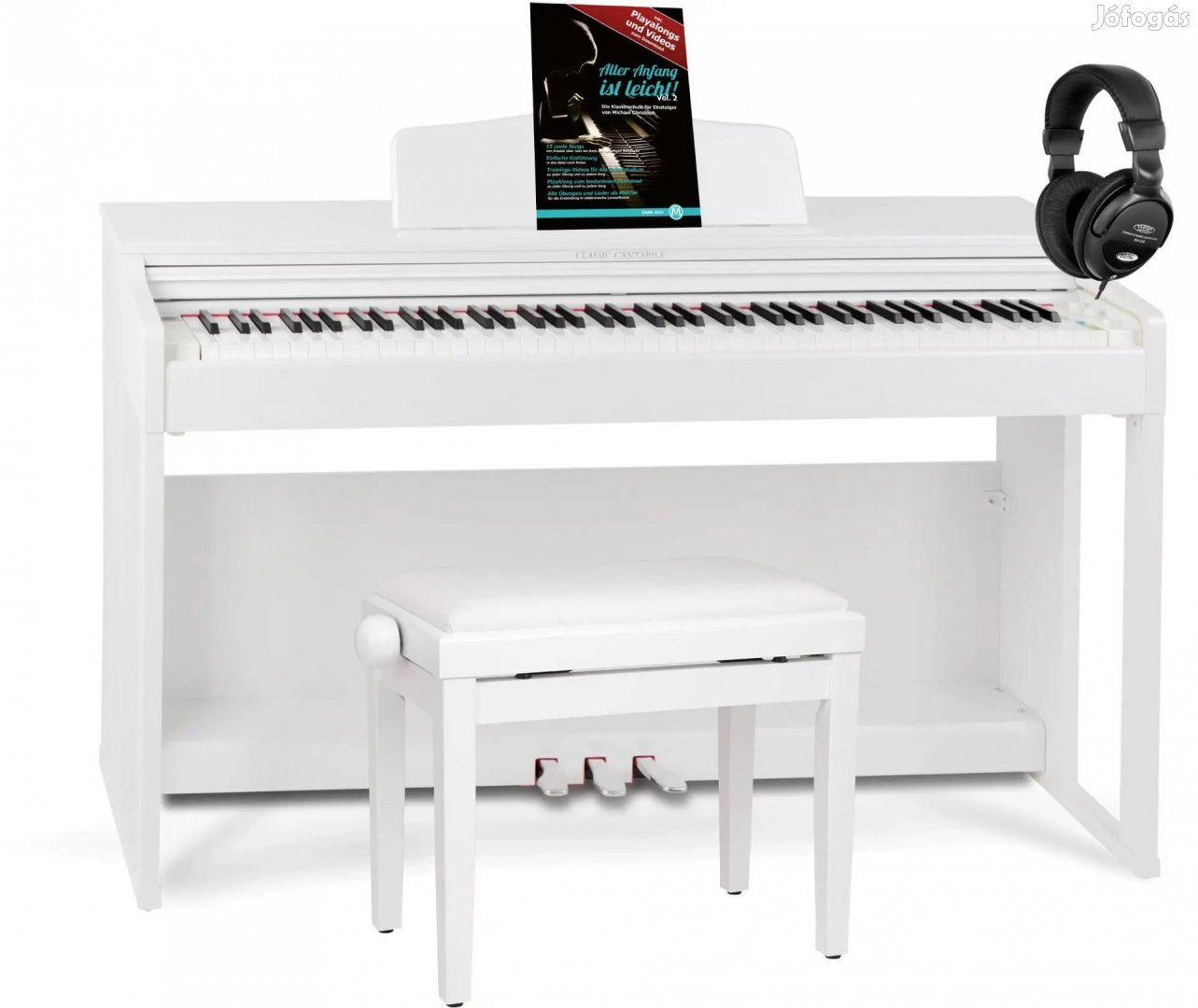 Classic Cantabile DP-230 WM Digitális Zongora Matt Fehér Szett Paddal