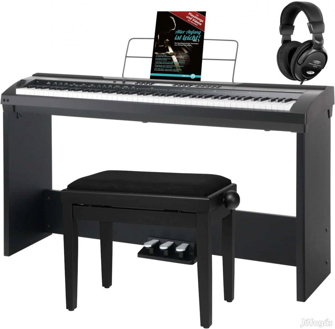 Classic Cantabile SP-150 BK Színpadi Zongora Fekete Deluxe KÉSZLET