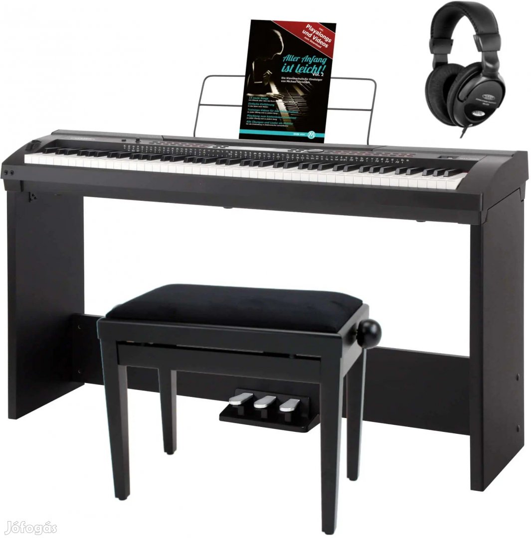 Classic Cantabile SP-150 BK Színpadi Zongora Fekete deluxe KÉSZLET