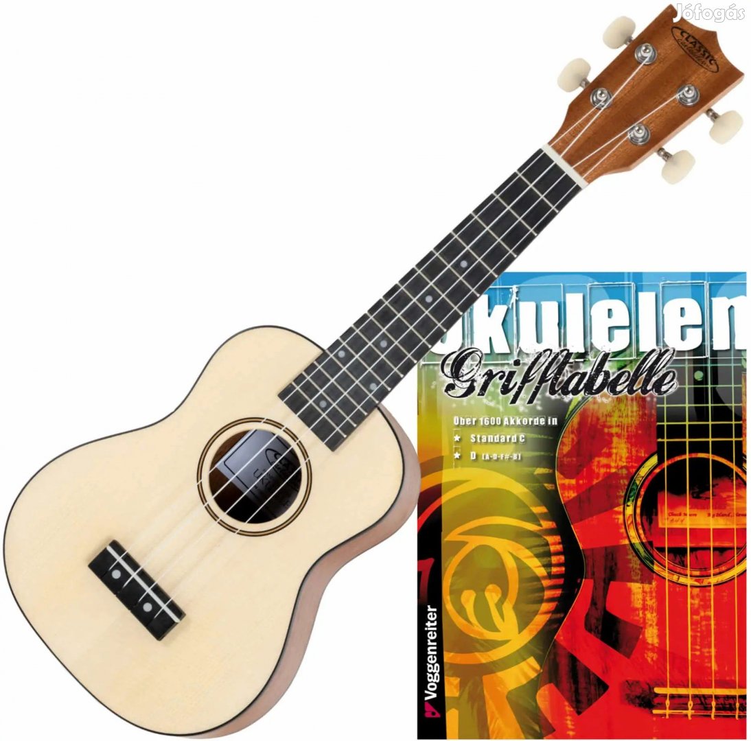 Classic Cantabile Szoprán Ukulele Természetes Szett fogástérképpel