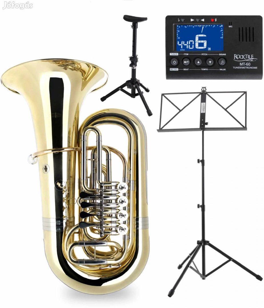 Classic Cantabile T-190 4/4 Bb-Tuba készlet fúvókával, puha tokkal,