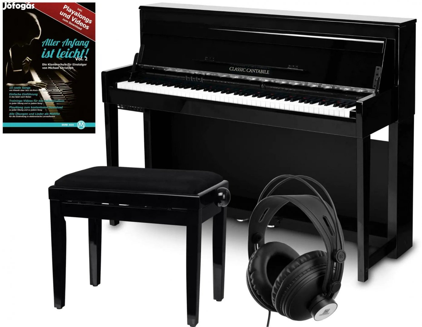 Classic Cantabile UP-1 SH Álló Digitális Zongora Fekete Fényes Deluxe